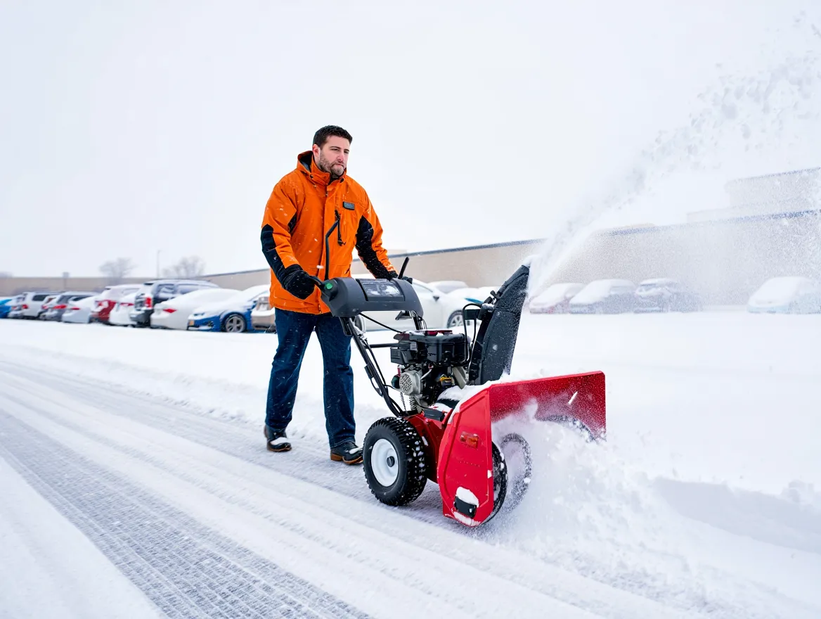 Snöröjning av en parkeringsplats